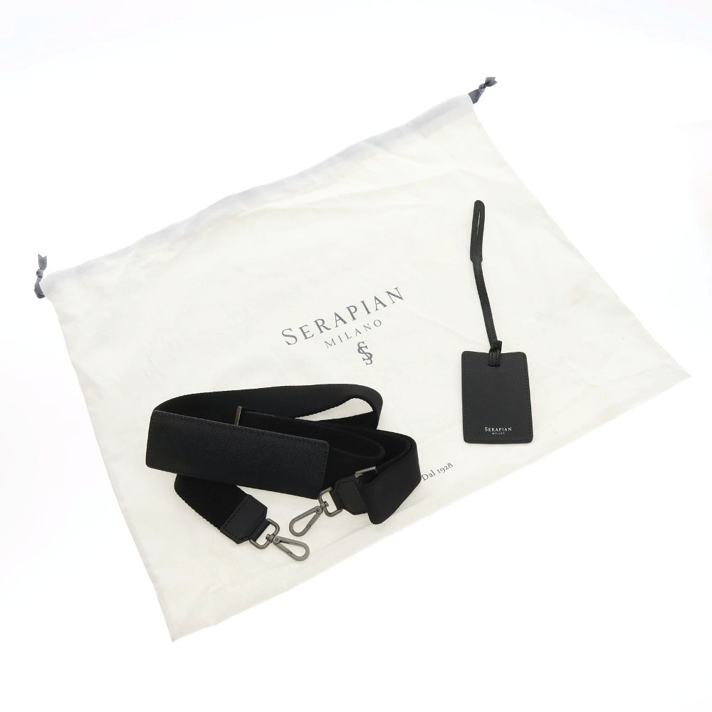 【中古】セラピアン Serapian 型押しレザー ブリーフケース ブラック【 状態ランクA 】【 メンズ 】