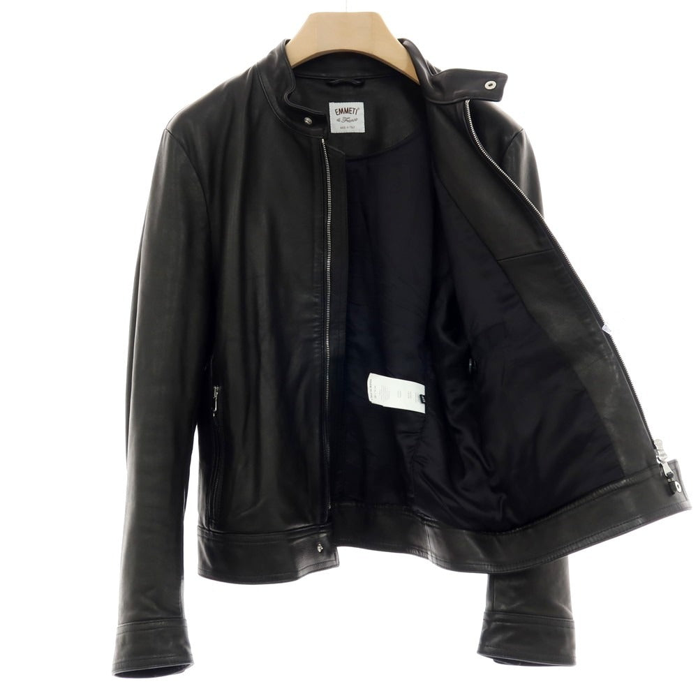 【中古】エンメティ EMMETI ラムレザー ライダースジャケット ブラック【サイズ46】【 状態ランクC 】【 メンズ 】