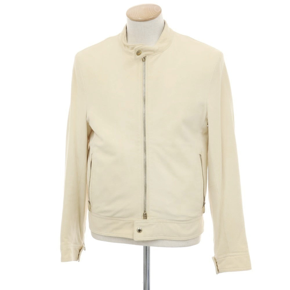 【中古】エンメティ EMMETI ゴートスキンスエード ライダースジャケット イエローベージュ【サイズ46】【 状態ランクD 】【 メンズ 】