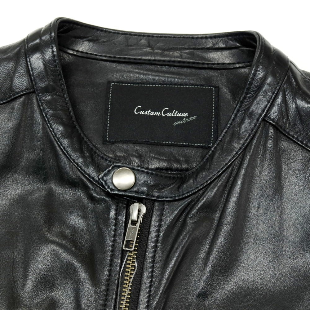 【中古】カスタムカルチャー CUSTOM CULTURE シープスキン ライダースジャケット ブラック【サイズ3】【 状態ランクB 】【 メンズ 】