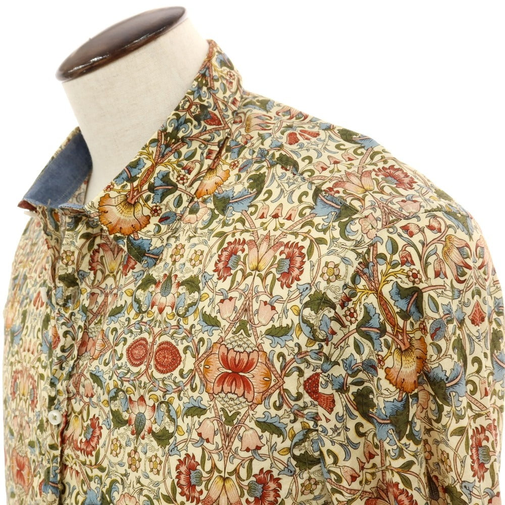 【中古】ロストインアルビオン LOST IN ALBION コットン系 ボタニカル柄 プリント カジュアルシャツ ベージュ【サイズL】【 状態ランクB 】【 メンズ 】