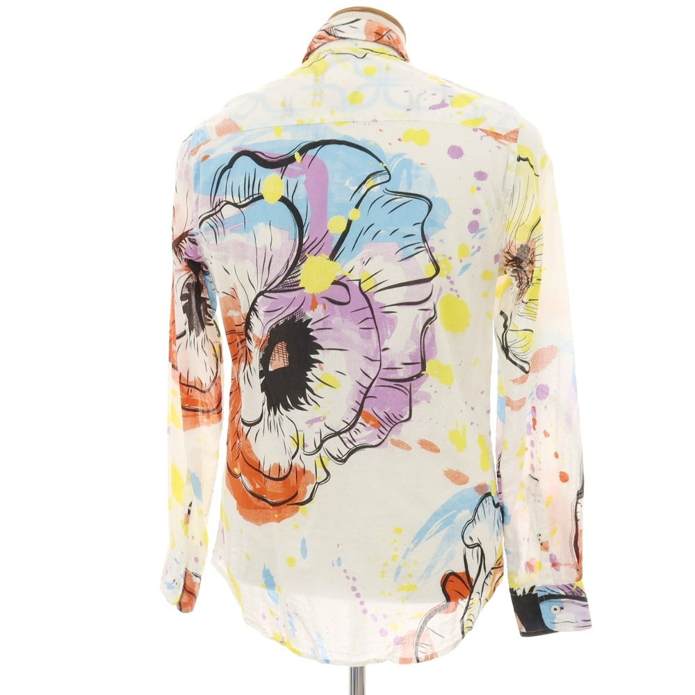 【中古】ガネーシュ ganesh コットン ビックプリント カジュアルシャツ ホワイトxマルチカラー【サイズM】【 状態ランクB 】【 メンズ 】