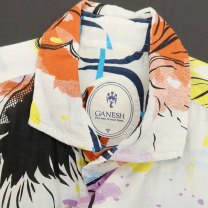 【中古】ガネーシュ ganesh コットン ビックプリント カジュアルシャツ ホワイトxマルチカラー【サイズM】【 状態ランクB 】【 メンズ 】