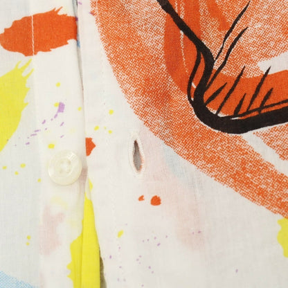 【中古】ガネーシュ ganesh コットン ビックプリント カジュアルシャツ ホワイトxマルチカラー【サイズM】【 状態ランクB 】【 メンズ 】