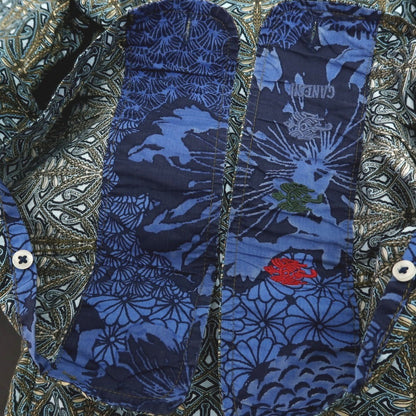 【中古】ガネーシュ ganesh ストレッチ コットン 総柄 プリント カジュアルシャツ ネイビー【サイズM】【 状態ランクB 】【 メンズ 】