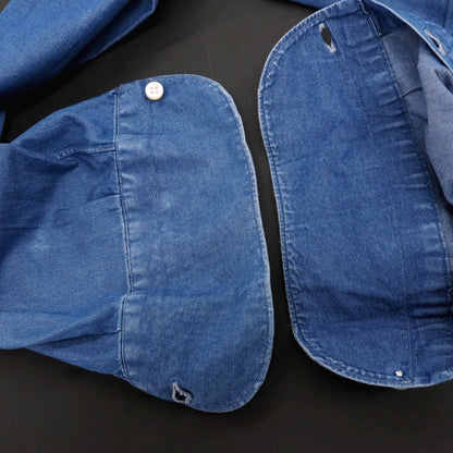 【中古】マリアサンタンジェロ Maria Santangelo コットン ダンガリー ワイドカラー カジュアルシャツ ネイビー【サイズ38】【 状態ランクC 】【 メンズ 】