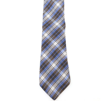 【中古】エリコフォルミコラ ERRICO FORMICOLA ウールシルク チェック柄ネクタイ ブルーxブラウン【 状態ランクC 】【 メンズ 】