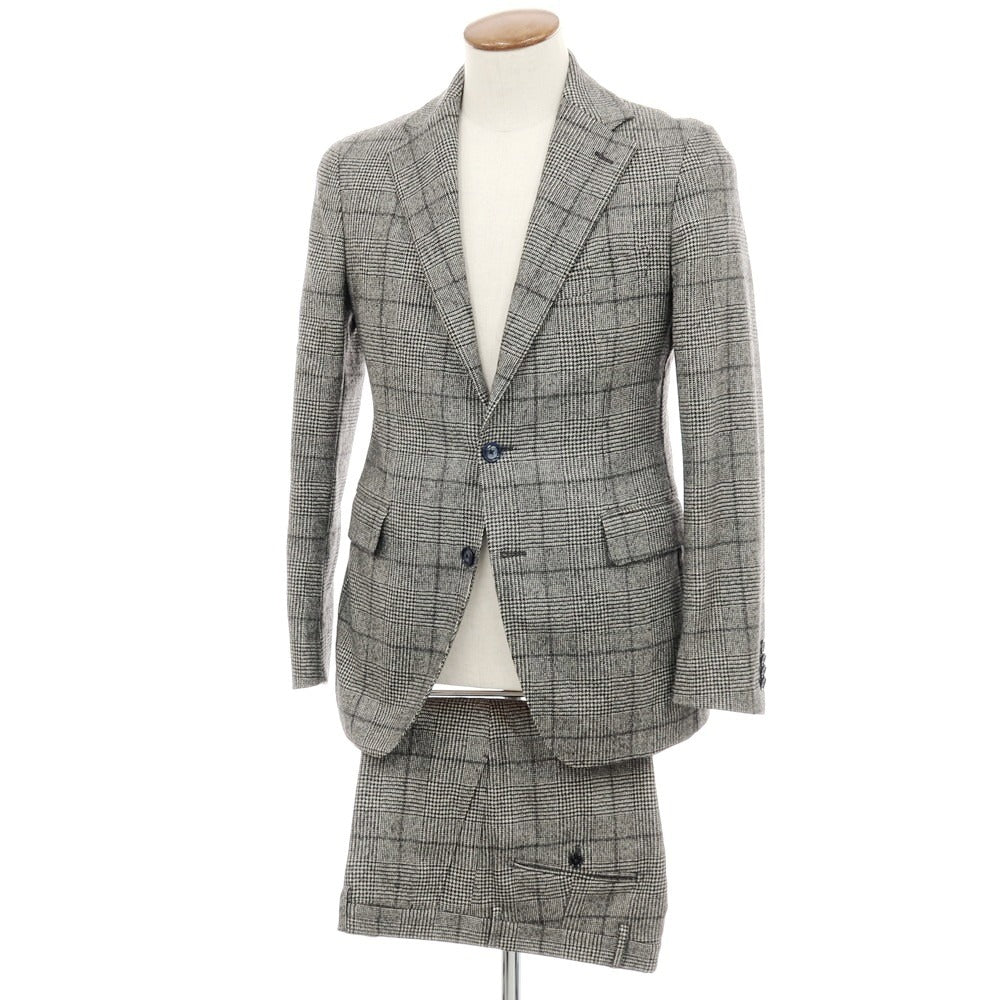 【中古】タリアトーレ TAGLIATORE ウール チェック 2つボタンスーツ グレー【サイズ46】【 状態ランクC 】【 メンズ 】