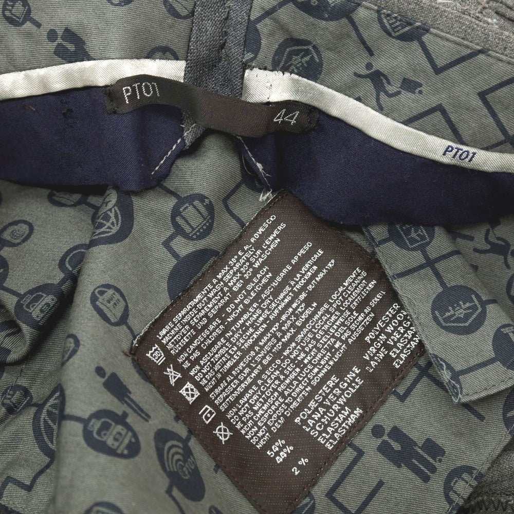 【中古】ピーティーゼロウーノ PT01 TRAVELLER ストレッチ ポリエステルウール ドレススラックスパンツ グレー【サイズ44】【 状態ランクB 】【 メンズ 】