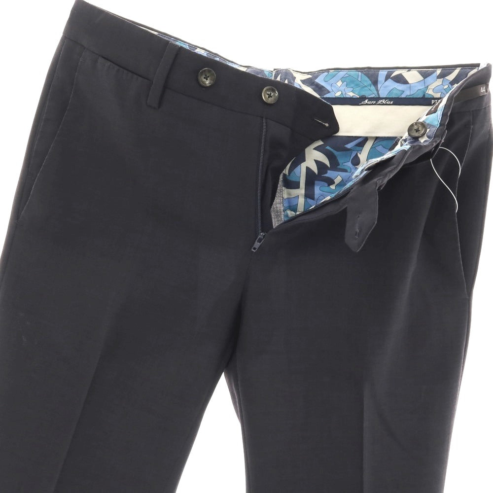 【中古】ピーティーゼロウーノ PT01 San Blas ストレッチ ポリエステルウール ドレススラックスパンツ ダークネイビー【サイズ44】【 状態ランクB 】【 メンズ 】