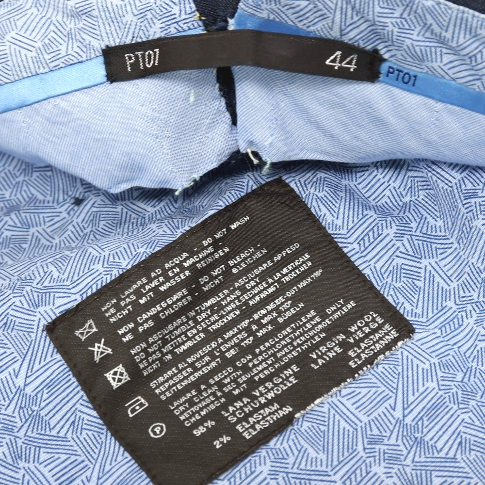 【中古】ピーティーゼロウーノ PT01 ストレッチ ウール ドレススラックスパンツ ネイビー【サイズ44】【 状態ランクC 】【 メンズ 】