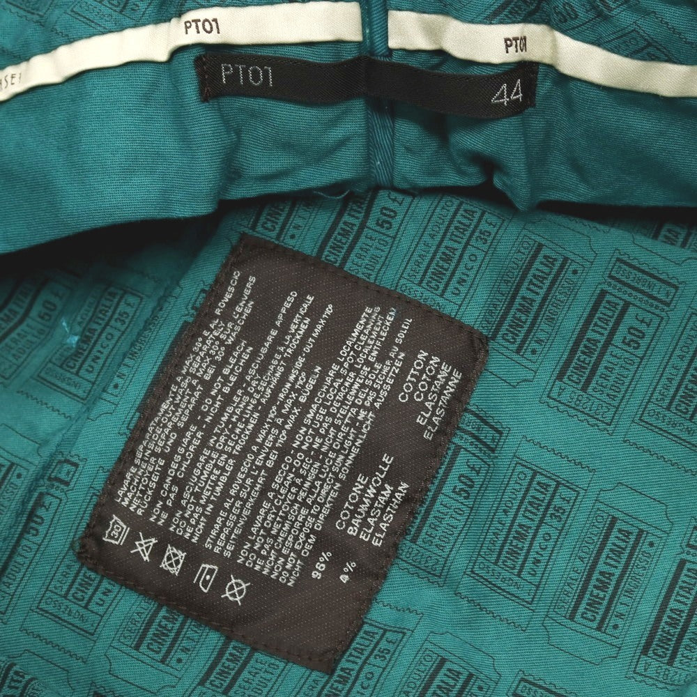 【中古】ピーティーゼロウーノ PT01 TICKET PLEASE ストレッチ コットン カジュアルスラックスパンツ ブルーグリーン系【サイズ44】【 状態ランクB 】【 メンズ 】