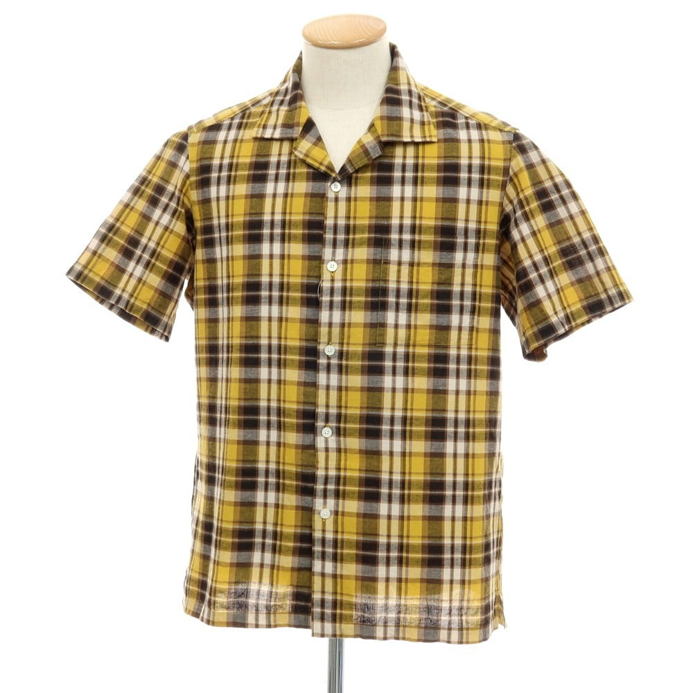 【中古】ブリッラ ペル イル グスト Brilla per il gusto コットンリネン チェック オープンカラー 半袖シャツ イエロー【サイズS】【 状態ランクB 】【 メンズ 】