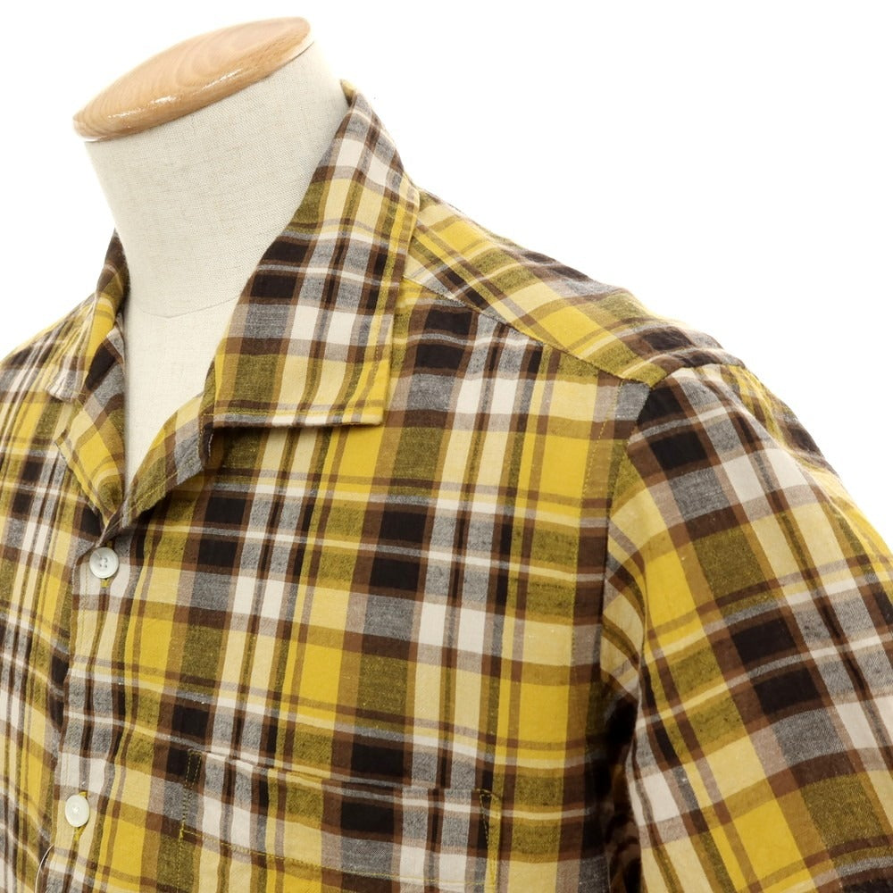 【中古】ブリッラ ペル イル グスト Brilla per il gusto コットンリネン チェック オープンカラー 半袖シャツ イエロー【サイズS】【 状態ランクB 】【 メンズ 】