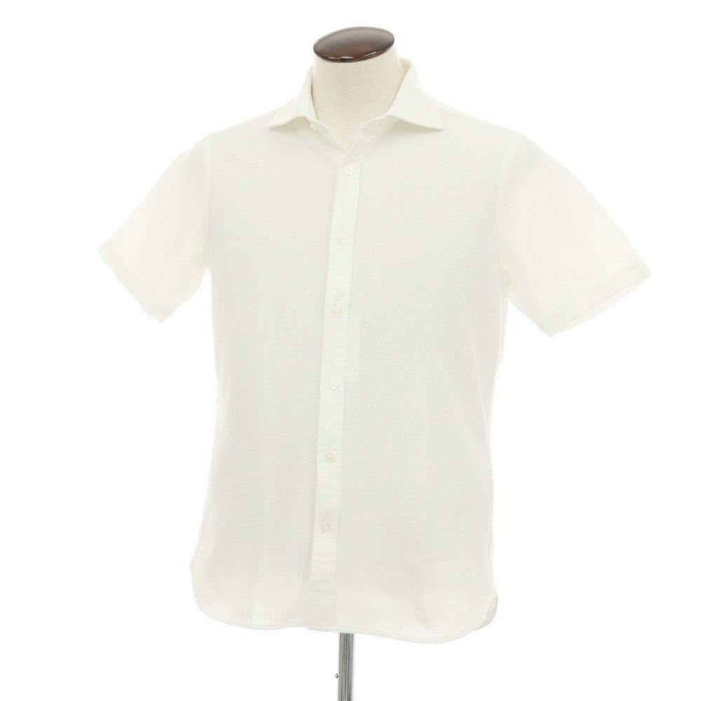 【中古】ビームスエフ BEAMS F ポリエステルコットン ワイドカラー 半袖シャツ ホワイト【サイズL】【 状態ランクA 】【 メンズ 】