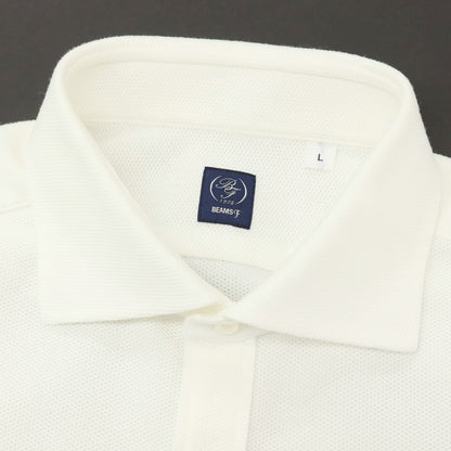 【中古】ビームスエフ BEAMS F ポリエステルコットン ワイドカラー 半袖シャツ ホワイト【サイズL】【 状態ランクA 】【 メンズ 】