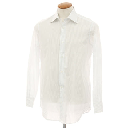 【中古】フライ FRAY BARNEYS NEWYORK別注 コットン ストライプ レギュラーカラー ドレスシャツ ホワイトxブルー【サイズ表記なし（M位）】【 状態ランクB 】【 メンズ 】