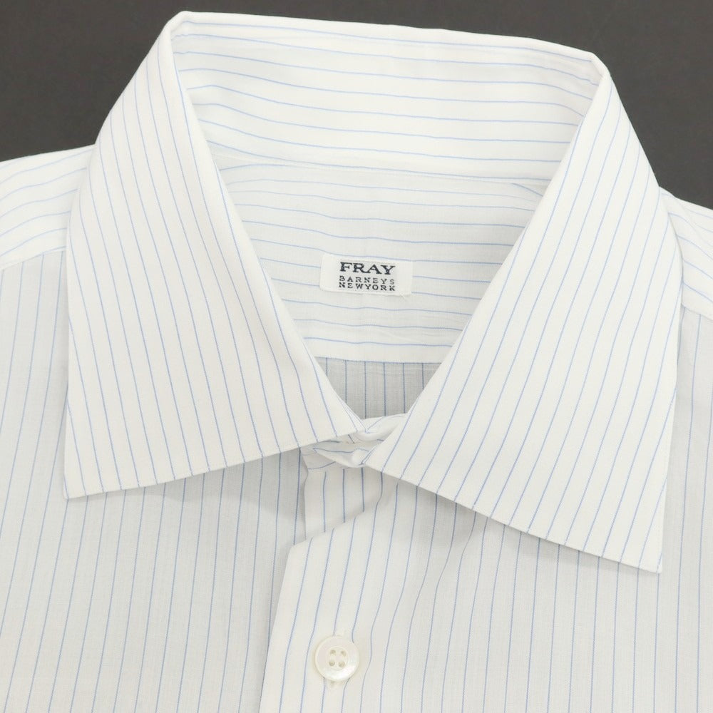 【中古】フライ FRAY BARNEYS NEWYORK別注 コットン ストライプ レギュラーカラー ドレスシャツ ホワイトxブルー【サイズ表記なし（M位）】【 状態ランクB 】【 メンズ 】