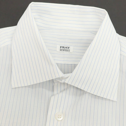 【中古】フライ FRAY BARNEYS NEWYORK別注 コットン ストライプ レギュラーカラー ドレスシャツ ホワイトxブルー【サイズ表記なし（M位）】【 状態ランクB 】【 メンズ 】