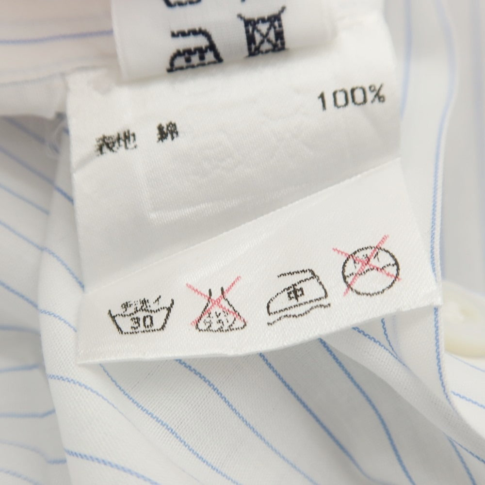 【中古】フライ FRAY BARNEYS NEWYORK別注 コットン ストライプ レギュラーカラー ドレスシャツ ホワイトxブルー【サイズ表記なし（M位）】【 状態ランクB 】【 メンズ 】