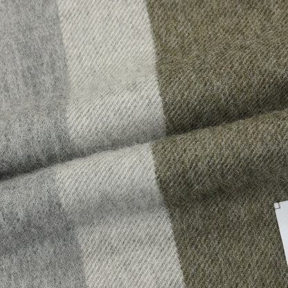 【中古】イノウエブラザーズ THE INOUE BROTHERS アルパカ マフラー グレーxオリーブグリーン【 状態ランクB 】【 メンズ 】