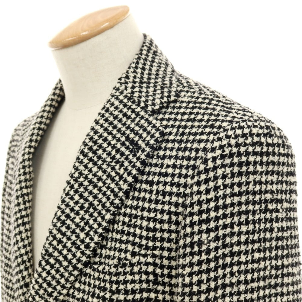 【中古】タリアトーレ TAGLIATORE Brilla per il gusto別注 ウールナイロンポリウレタン ハウンドトゥース テーラードジャケット ブラックxホワイト【サイズ44】【 状態ランクB 】【 メンズ 】