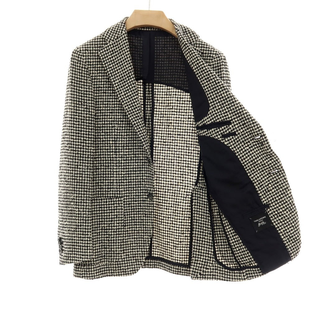 【中古】タリアトーレ TAGLIATORE Brilla per il gusto別注 ウールナイロンポリウレタン ハウンドトゥース テーラードジャケット ブラックxホワイト【サイズ44】【 状態ランクB 】【 メンズ 】