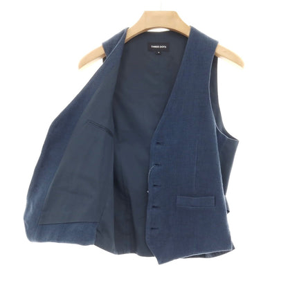 【中古】スリードッツ three dots コットンリネン カジュアル系ジレ ベスト ネイビー【サイズM】【 状態ランクC 】【 メンズ 】