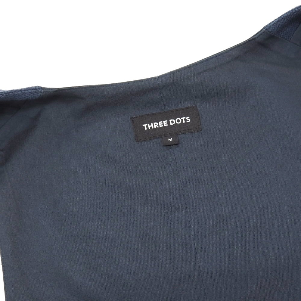 【中古】スリードッツ three dots コットンリネン カジュアル系ジレ ベスト ネイビー【サイズM】【 状態ランクC 】【 メンズ 】