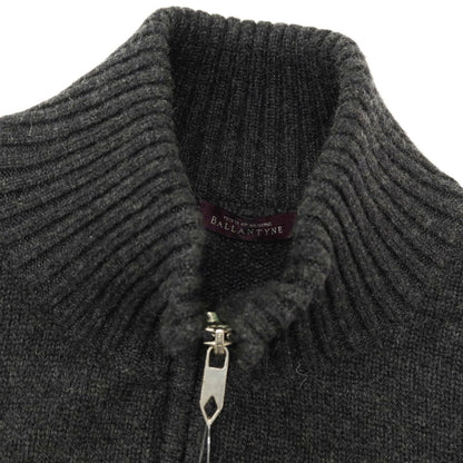 【中古】バランタイン BALLANTYNE カシミヤ スタンドカラー ダブルジップ カーディガン チャコールグレーxライトグレー【サイズ46】【 状態ランクC 】【 メンズ 】