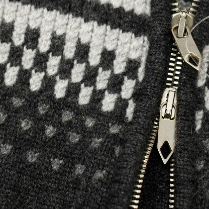 【中古】バランタイン BALLANTYNE カシミヤ スタンドカラー ダブルジップ カーディガン チャコールグレーxライトグレー【サイズ46】【 状態ランクC 】【 メンズ 】