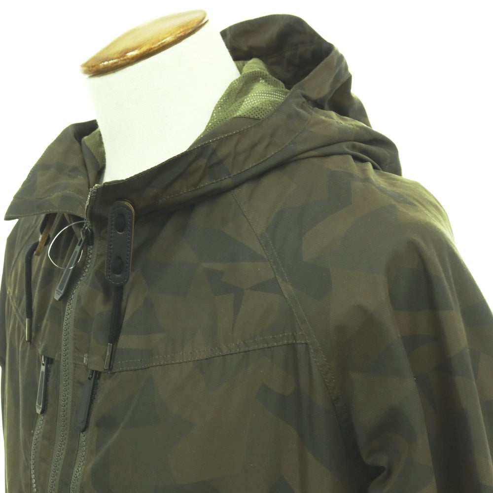 【中古】ハンティングワールド HUNTING WORLD ポリエステル カモフラ ダブルジップ フーデッドブルゾン グリーン【サイズM】【 状態ランクB 】【 メンズ 】