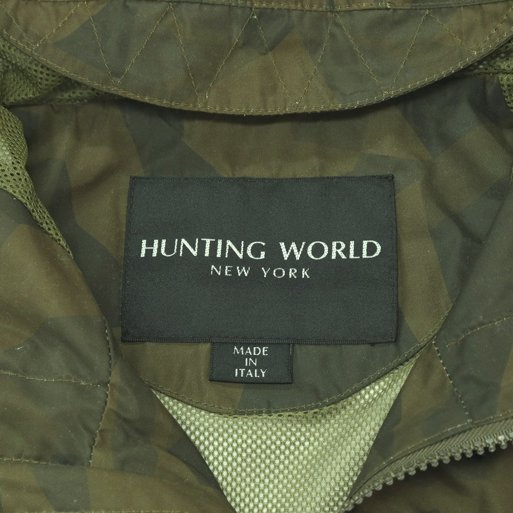 【中古】ハンティングワールド HUNTING WORLD ポリエステル カモフラ ダブルジップ フーデッドブルゾン グリーン【 M 】【 状態ランクB 】【 メンズ 】 []