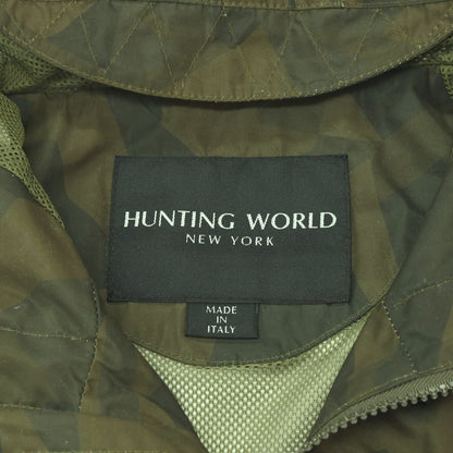 【中古】ハンティングワールド HUNTING WORLD ポリエステル カモフラ ダブルジップ フーデッドブルゾン グリーン【 M 】【 状態ランクB 】【 メンズ 】 []