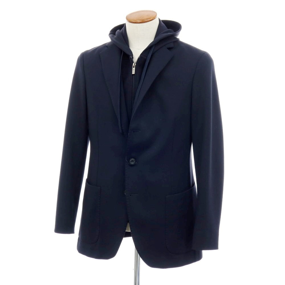 【中古】ボッジ BOGGI ポリエステルコットン フーディー カジュアルジャケット ネイビー【サイズ48】【 状態ランクA 】【 メンズ 】