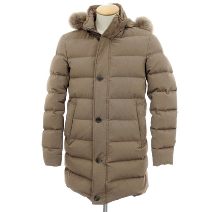 【中古】ヘルノ Herno ポリエステルナイロン ファー ダウンコート ダークベージュ【サイズ44】【 状態ランクC 】【 メンズ 】
