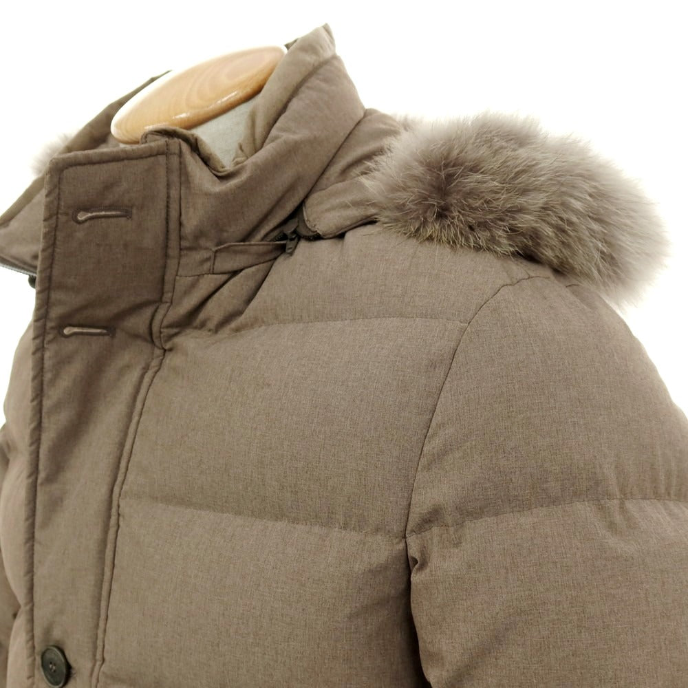 【中古】ヘルノ Herno ポリエステルナイロン ファー ダウンコート ダークベージュ【サイズ44】【 状態ランクC 】【 メンズ 】