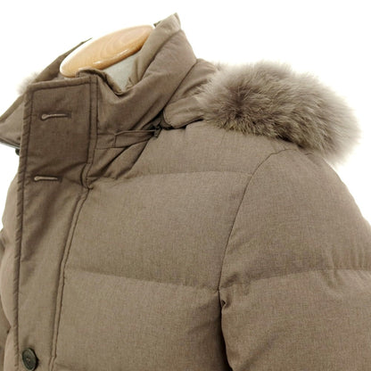 【中古】ヘルノ Herno ポリエステルナイロン ファー ダウンコート ダークベージュ【サイズ44】【 状態ランクC 】【 メンズ 】