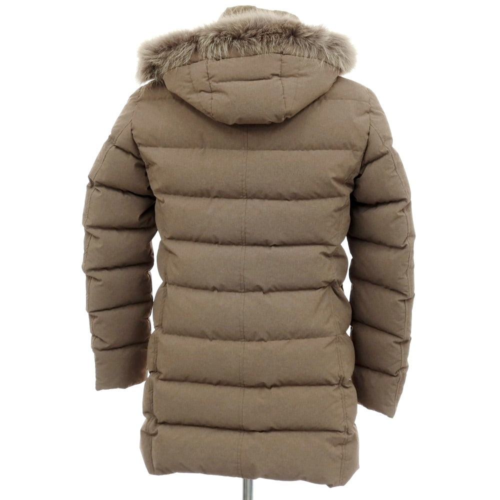 【中古】ヘルノ Herno ポリエステルナイロン ファー ダウンコート ダークベージュ【サイズ44】【 状態ランクC 】【 メンズ 】