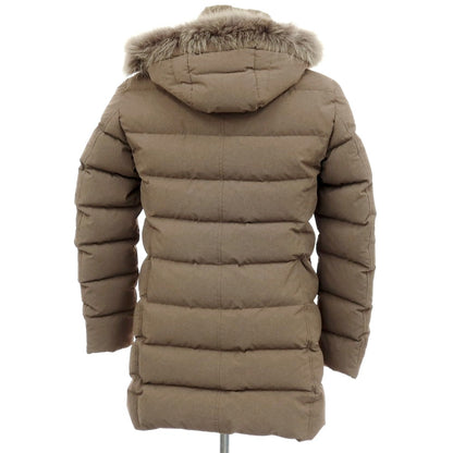 【中古】ヘルノ Herno ポリエステルナイロン ファー ダウンコート ダークベージュ【サイズ44】【 状態ランクC 】【 メンズ 】