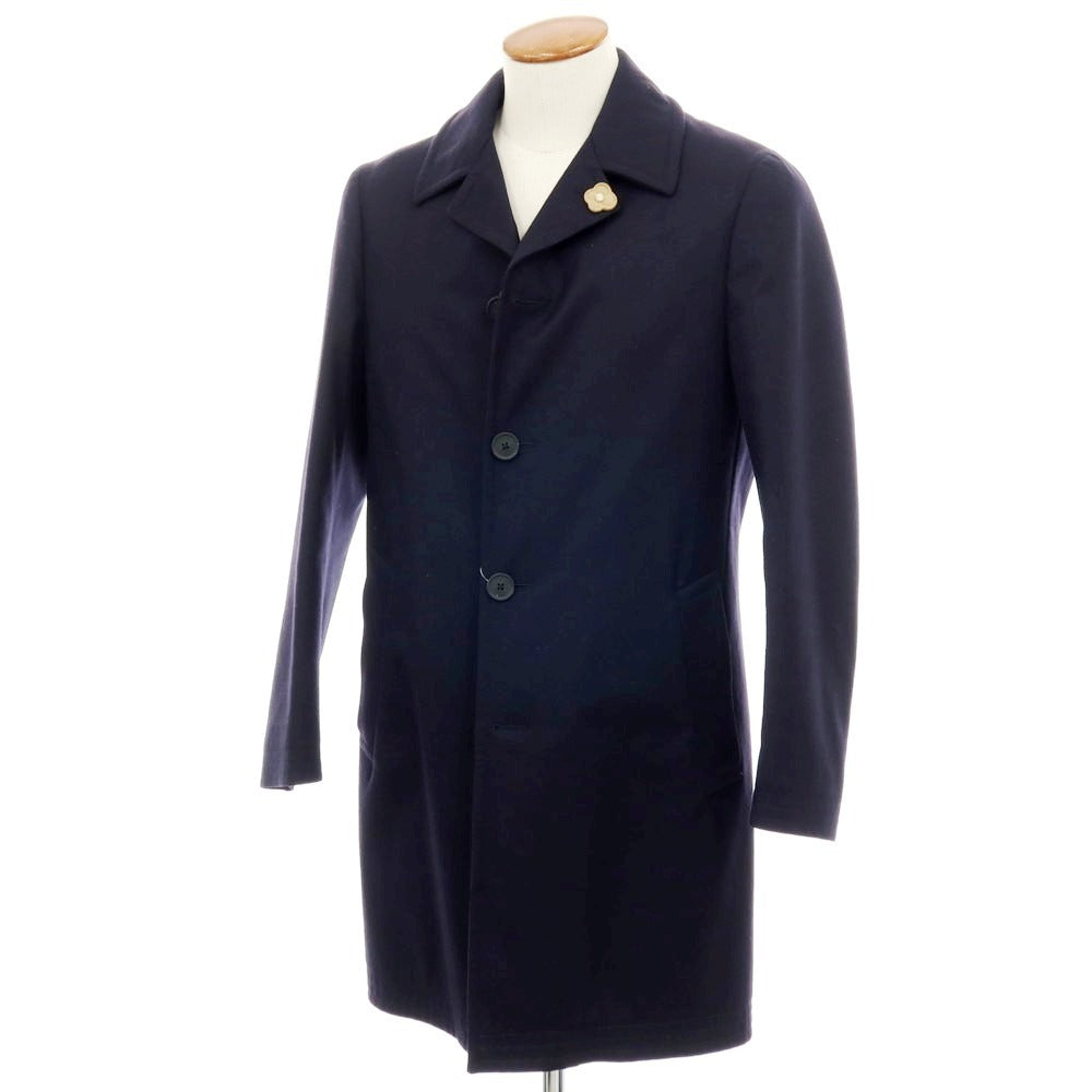 【中古】ラルディーニ LARDINI ウール ステンカラーコート ネイビー【 サイズ46 】【 状態ランクC 】【 メンズ 】