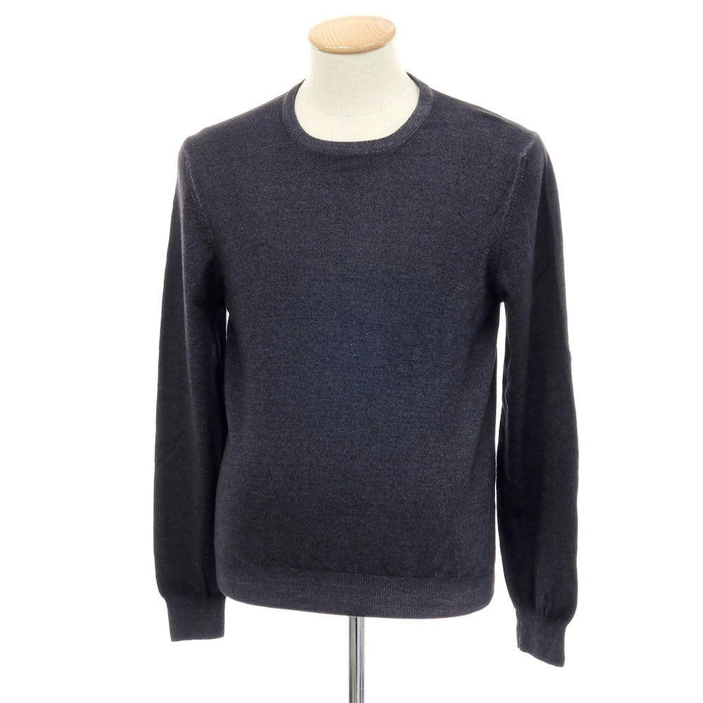 【中古】グランサッソ GRAN SASSO ガーメントダイ ハイゲージ ウール クルーネック プルオーバーニット ダークグレー【サイズ46】【 状態ランクB 】【 メンズ 】