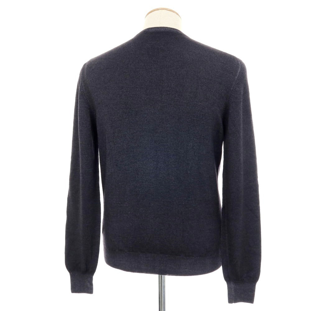 【中古】グランサッソ GRAN SASSO ガーメントダイ ハイゲージ ウール クルーネック プルオーバーニット ダークグレー【サイズ46】【 状態ランクB 】【 メンズ 】