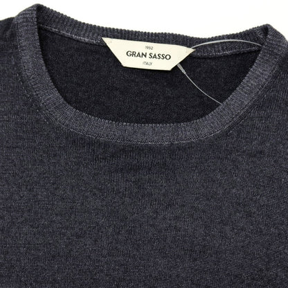 【中古】グランサッソ GRAN SASSO ガーメントダイ ハイゲージ ウール クルーネック プルオーバーニット ダークグレー【サイズ46】【 状態ランクB 】【 メンズ 】