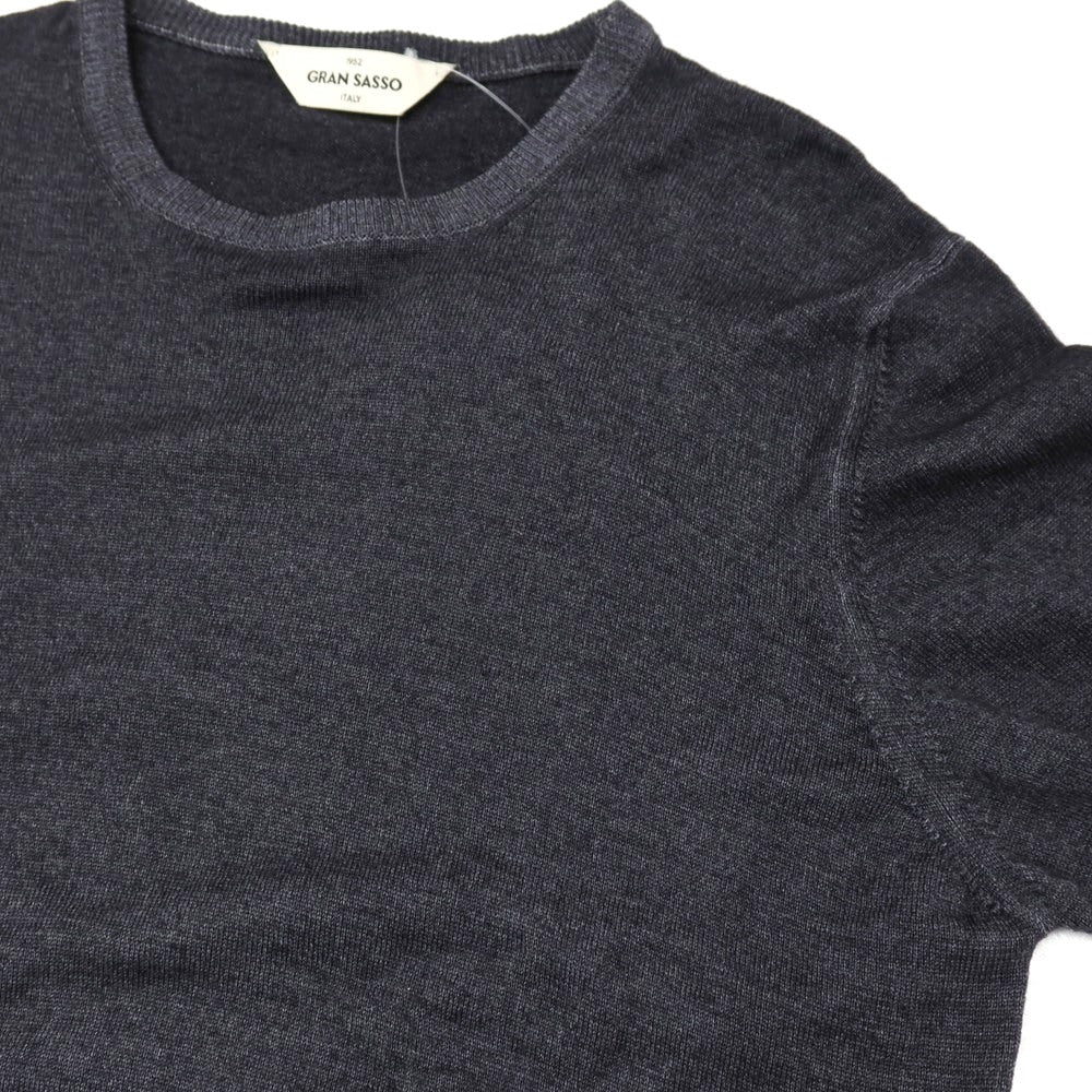 【中古】グランサッソ GRAN SASSO ガーメントダイ ハイゲージ ウール クルーネック プルオーバーニット ダークグレー【サイズ46】【 状態ランクB 】【 メンズ 】