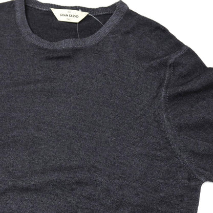 【中古】グランサッソ GRAN SASSO ガーメントダイ ハイゲージ ウール クルーネック プルオーバーニット ダークグレー【サイズ46】【 状態ランクB 】【 メンズ 】