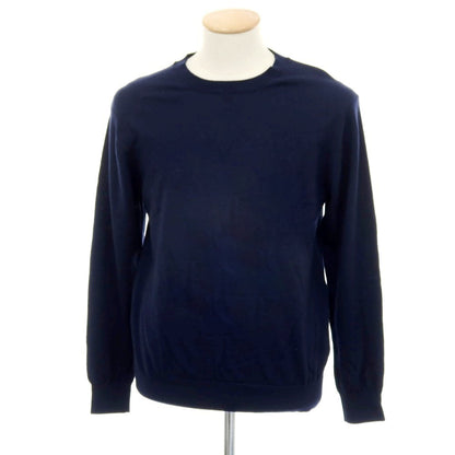 【中古】トゥモローランド TOMORROWLAND ハイゲージ ウール クルーネック プルオーバーニット ネイビー【サイズM】【 状態ランクB 】【 メンズ 】