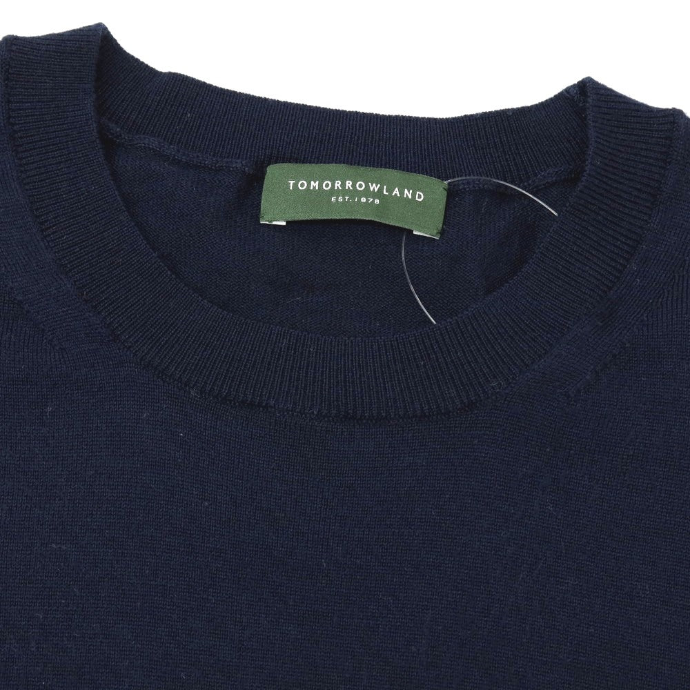 【中古】トゥモローランド TOMORROWLAND ハイゲージ ウール クルーネック プルオーバーニット ネイビー【サイズM】【 状態ランクB 】【 メンズ 】