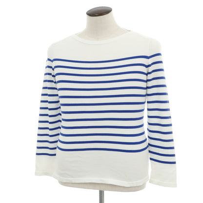 【SALE30%OFF/返品不可】【中古】ルトロワ Letroyes コットン ボーダー ボートネック プルオーバーニット ホワイトxブルー【 サイズL 】【 状態ランクB 】【 メンズ 】