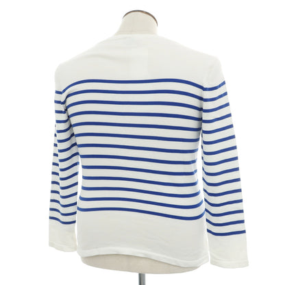 【SALE30%OFF/返品不可】【中古】ルトロワ Letroyes コットン ボーダー ボートネック プルオーバーニット ホワイトxブルー【 サイズL 】【 状態ランクB 】【 メンズ 】